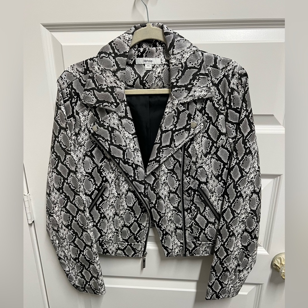 Snake print faux leather jacket